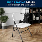 2 PK 330 lb. Capacity Plastic Folding Chair with Charcoal Frame