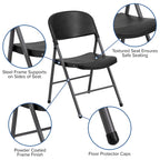 2 PK 330 lb. Capacity Plastic Folding Chair with Charcoal Frame