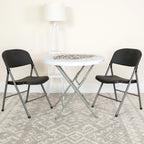 2 PK 330 lb. Capacity Plastic Folding Chair with Charcoal Frame