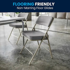 2 Pack Curved Triple Braced & Double Hinged Upholstered Metal Folding Chair