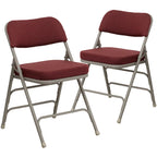 2 Pack Curved Triple Braced & Double Hinged Upholstered Metal Folding Chair
