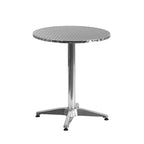 23.5 Round Aluminum Indoor-Outdoor Table Set with 2 Rattan Chairs - 23.5W x 23.5D x 27.5H - 23.5W x 23.5D x 27.5H