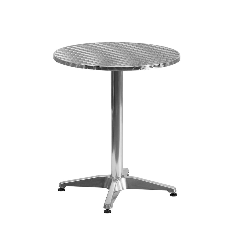 23.5 Round Aluminum Indoor-Outdoor Table Set with 2 Rattan Chairs - 23.5W x 23.5D x 27.5H - 23.5W x 23.5D x 27.5H