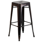 23.75 Square Metal Indoor-Outdoor Bar Table Set with 2 Square Seat Stools - 27.75W x 27.75D x 40H