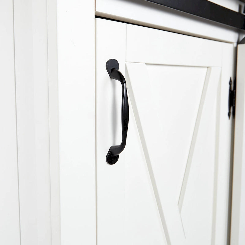 SEI Furniture Lankershim Modern Farmhouse White Wood Kitchen Cart