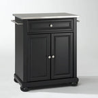 Crosley Alexandria Black Stainless Steel Top Portable Kitchen Island - 18d x 31w x 35.5h