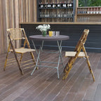 2.6-Foot Round Rattan Plastic Folding Table - Outdoor Event Table