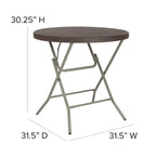 2.6-Foot Round Rattan Plastic Folding Table - Outdoor Event Table