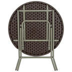 2.6-Foot Round Rattan Plastic Folding Table - Outdoor Event Table