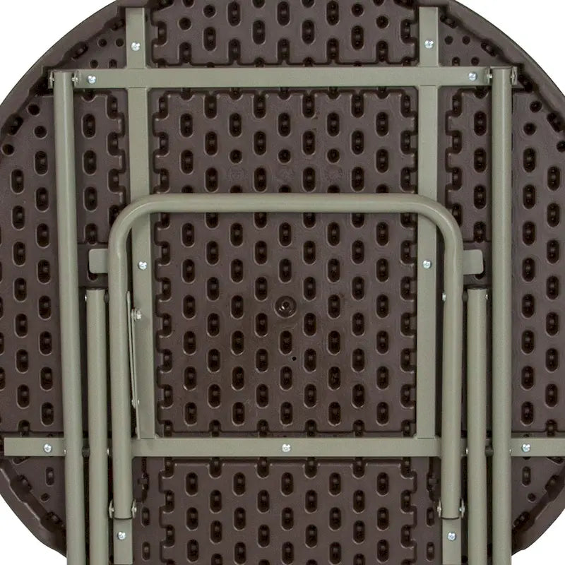 2.6-Foot Round Rattan Plastic Folding Table - Outdoor Event Table