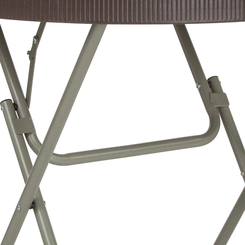 2.6-Foot Round Rattan Plastic Folding Table - Outdoor Event Table