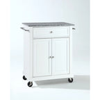 Crosley White Finish Solid Granite Top Portable Kitchen Cart/Island - 18d x 31w x 35.5h