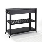 Crosley Solid Black Granite Top Kitchen Cart/Island With Optional Stool Storage in Black Finish - 17d x 43w x 35h