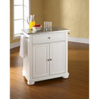Crosley Alexandria White Wood Portable Kitchen Island with Stainless Steel Top - 31W x 18D x 33.5H