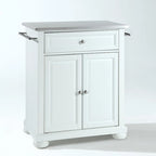 Crosley Alexandria White Wood Portable Kitchen Island with Stainless Steel Top - 31W x 18D x 33.5H
