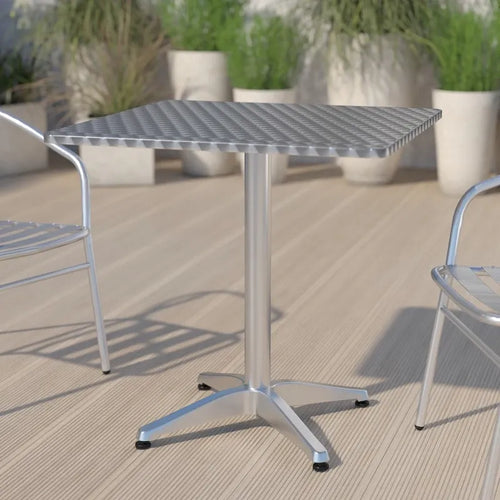 27.5 Square Aluminum Smooth Top Indoor-Outdoor Table with Base