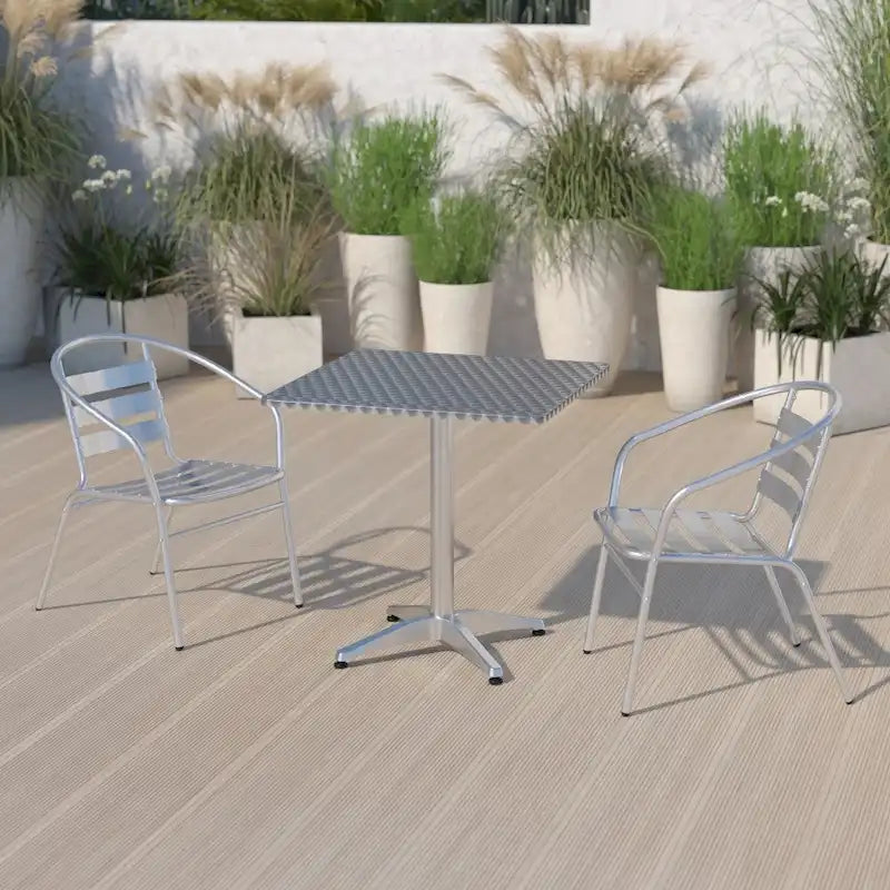 27.5 Square Aluminum Smooth Top Indoor-Outdoor Table with Base