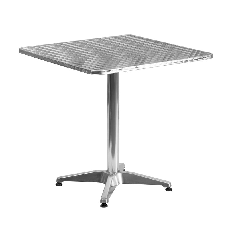 27.5 Square Aluminum Smooth Top Indoor-Outdoor Table with Base