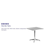 27.5 Square Aluminum Smooth Top Indoor-Outdoor Table with Base