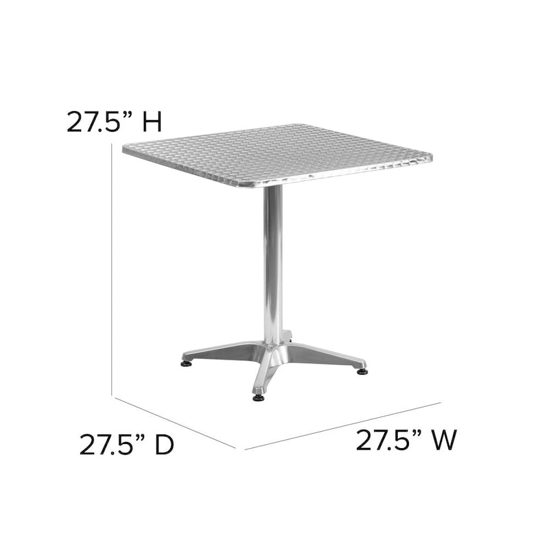 27.5 Square Aluminum Smooth Top Indoor-Outdoor Table with Base