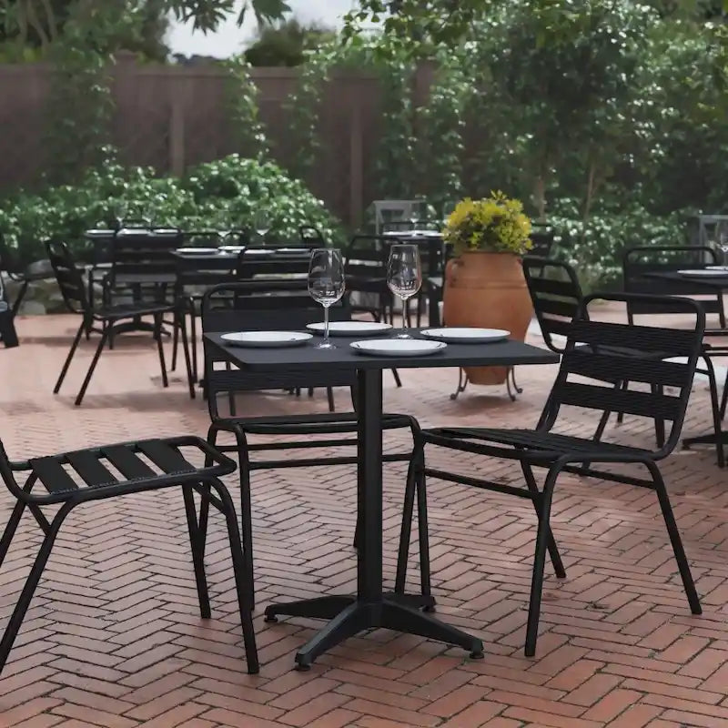 27.5 Square Aluminum Smooth Top Indoor-Outdoor Table with Base