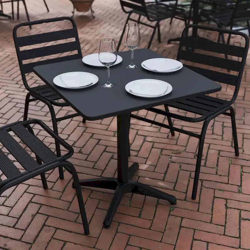 27.5 Square Aluminum Smooth Top Indoor-Outdoor Table with Base