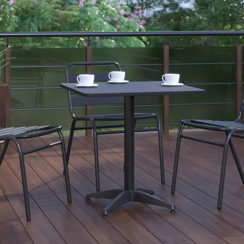27.5 Square Aluminum Smooth Top Indoor-Outdoor Table with Base