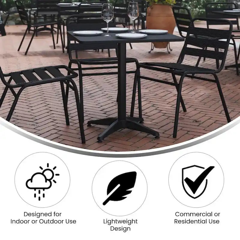 27.5 Square Aluminum Smooth Top Indoor-Outdoor Table with Base