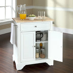 Crosley Lafayette Natural Wood Top Portable Kitchen Island in White Finish - 18d x 31w x 35h