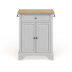 Crosley Lafayette Natural Wood Top Portable Kitchen Island in White Finish - 18d x 31w x 35h