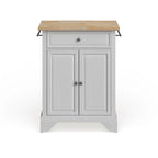 Crosley Lafayette Natural Wood Top Portable Kitchen Island in White Finish - 18d x 31w x 35h