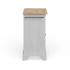 Crosley Lafayette Natural Wood Top Portable Kitchen Island in White Finish - 18d x 31w x 35h