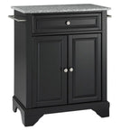 Crosley LaFayette Solid Granite Top Portable Kitchen Island in Black Finish - 18d x 31w x 35h