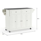 Crosley Full Size White Wood and Granite Top Kitchen Cart - 18d x 51.5w x 36h