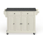 Crosley Full Size White Wood and Granite Top Kitchen Cart - 18d x 51.5w x 36h