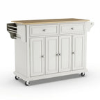 Crosley Full Size White Natural Wood Top Kitchen Cart Island - 18d x 51.5w x 36h
