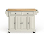 Crosley Full Size White Natural Wood Top Kitchen Cart Island - 18d x 51.5w x 36h