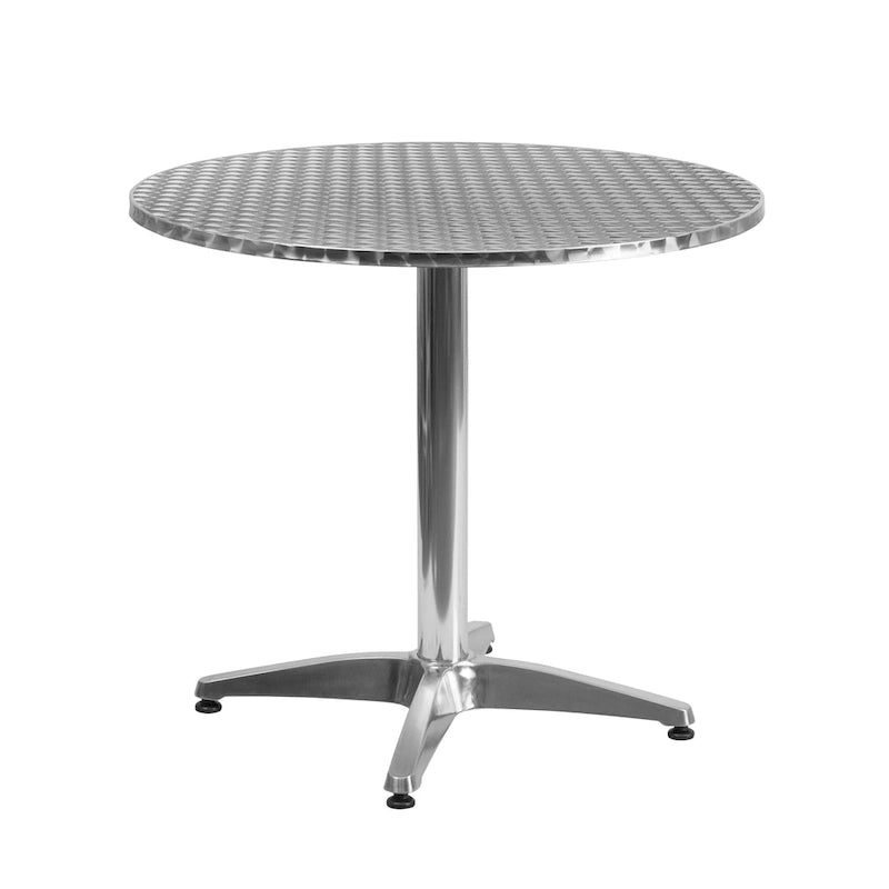 31.5 Round Aluminum Indoor-Outdoor Table Set with 2 Slat Back Chairs