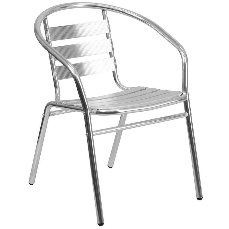 31.5 Round Aluminum Indoor-Outdoor Table Set with 2 Slat Back Chairs