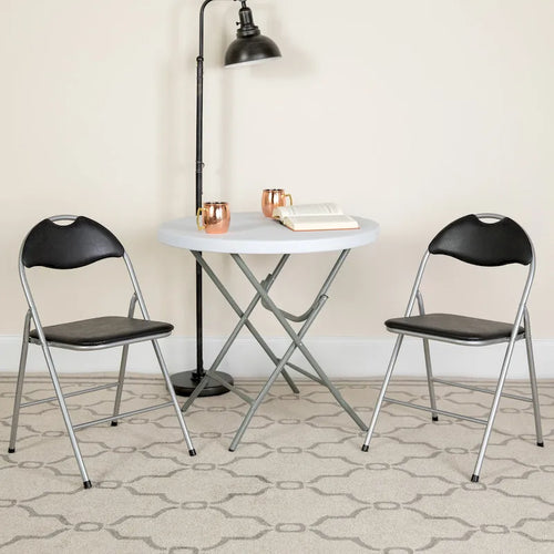 2 Pack 300 lb. Capacity Vinyl Metal Folding Chair with Carrying Handle