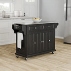 Crosley Full Size Black Finish Stainless Steel Top Kitchen Cart/ Island - 18d x 51.5w x 36h