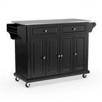 Crosley Full Size Black Finish Stainless Steel Top Kitchen Cart/ Island - 18d x 51.5w x 36h