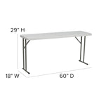 18W x 60L Rectangular Granite White Plastic Folding Training Table
