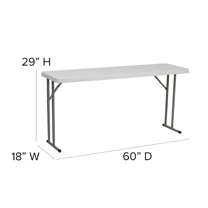 18W x 60L Rectangular Granite White Plastic Folding Training Table