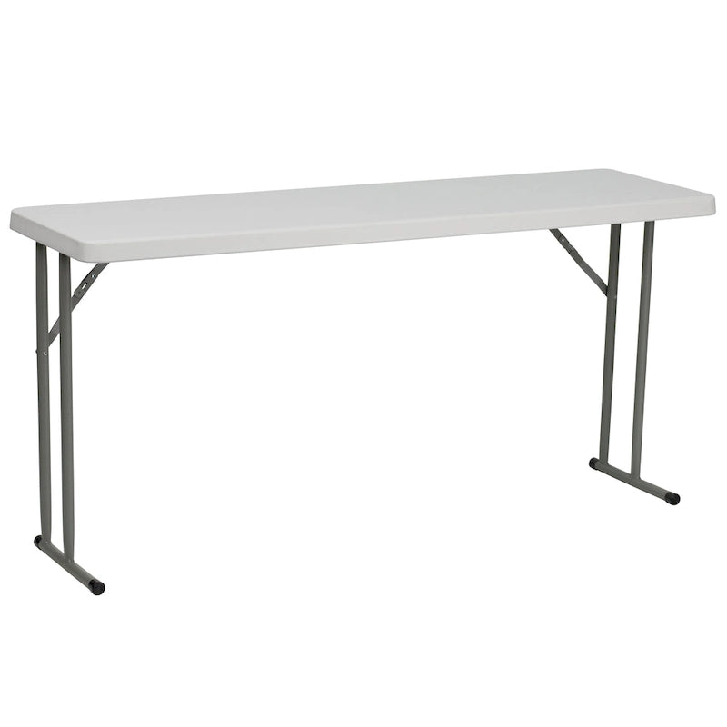 18W x 60L Rectangular Granite White Plastic Folding Training Table