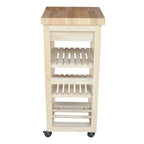 Porch & Den Estelle Unfinished Solid Parawood Kitchen Trolley