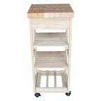 Porch & Den Estelle Unfinished Solid Parawood Kitchen Trolley