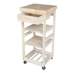 Porch & Den Estelle Unfinished Solid Parawood Kitchen Trolley