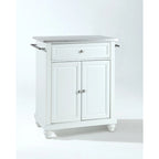 Crosley Cambridge Stainless Steel Top Portable Kitchen Island in White Finish - 18d x 31w x 35h