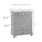 Crosley Cambridge Stainless Steel Top Portable Kitchen Island in White Finish - 18d x 31w x 35h